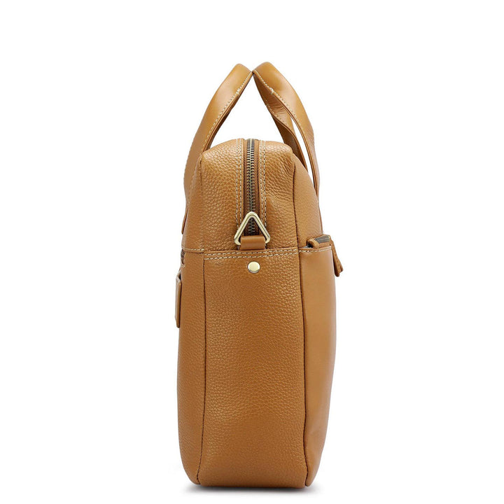 Wax Leather Laptop Bag - Caramel