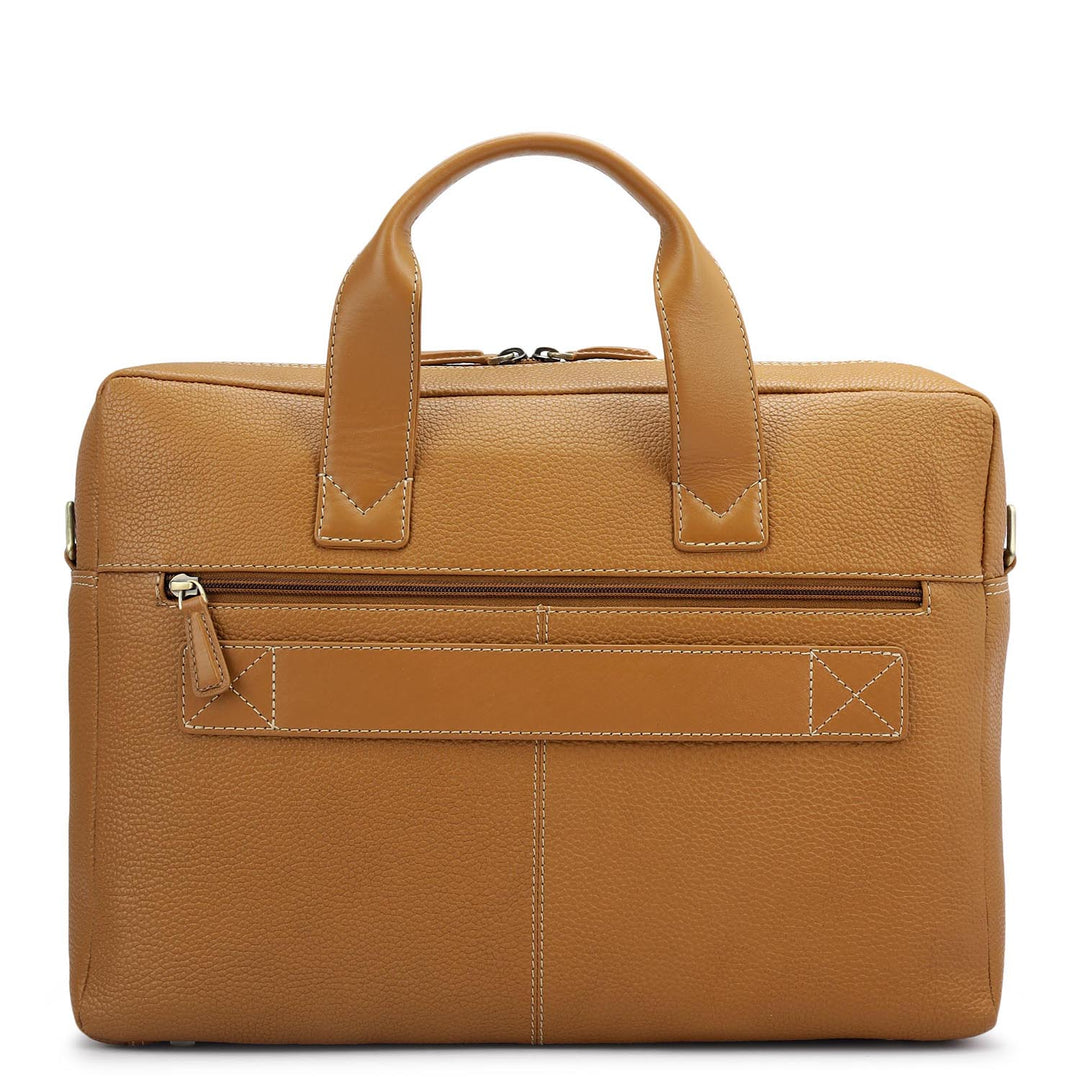 Wax Leather Laptop Bag - Caramel