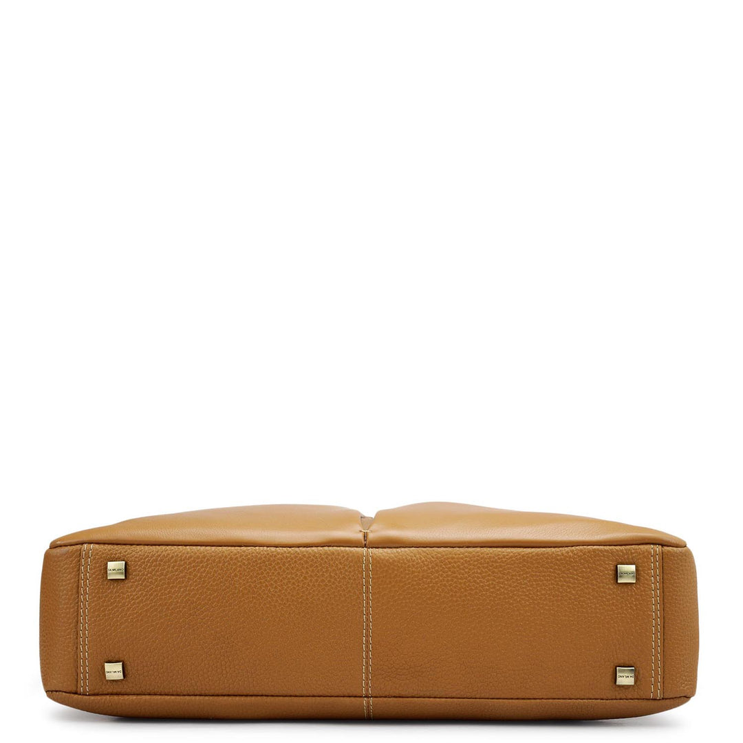 Wax Leather Laptop Bag - Caramel