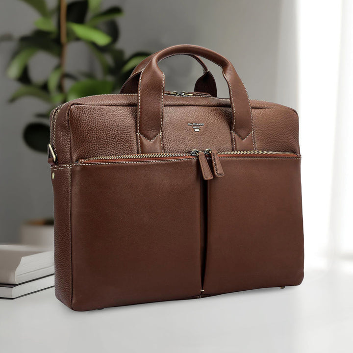 Wax Leather Laptop Bag - Espresso