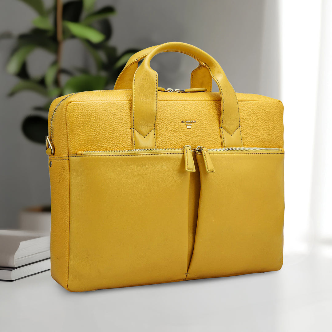 Wax Leather Laptop Bag - Mimosa