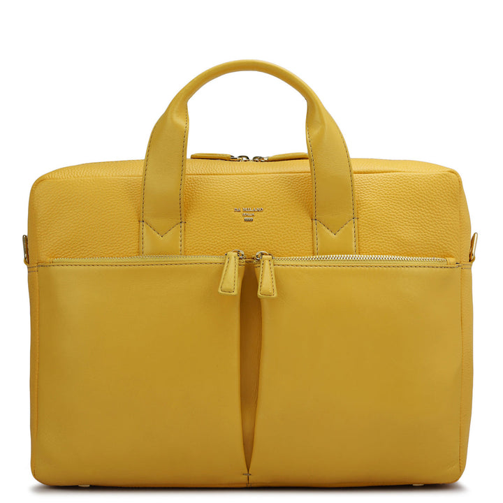 Wax Leather Laptop Bag - Mimosa