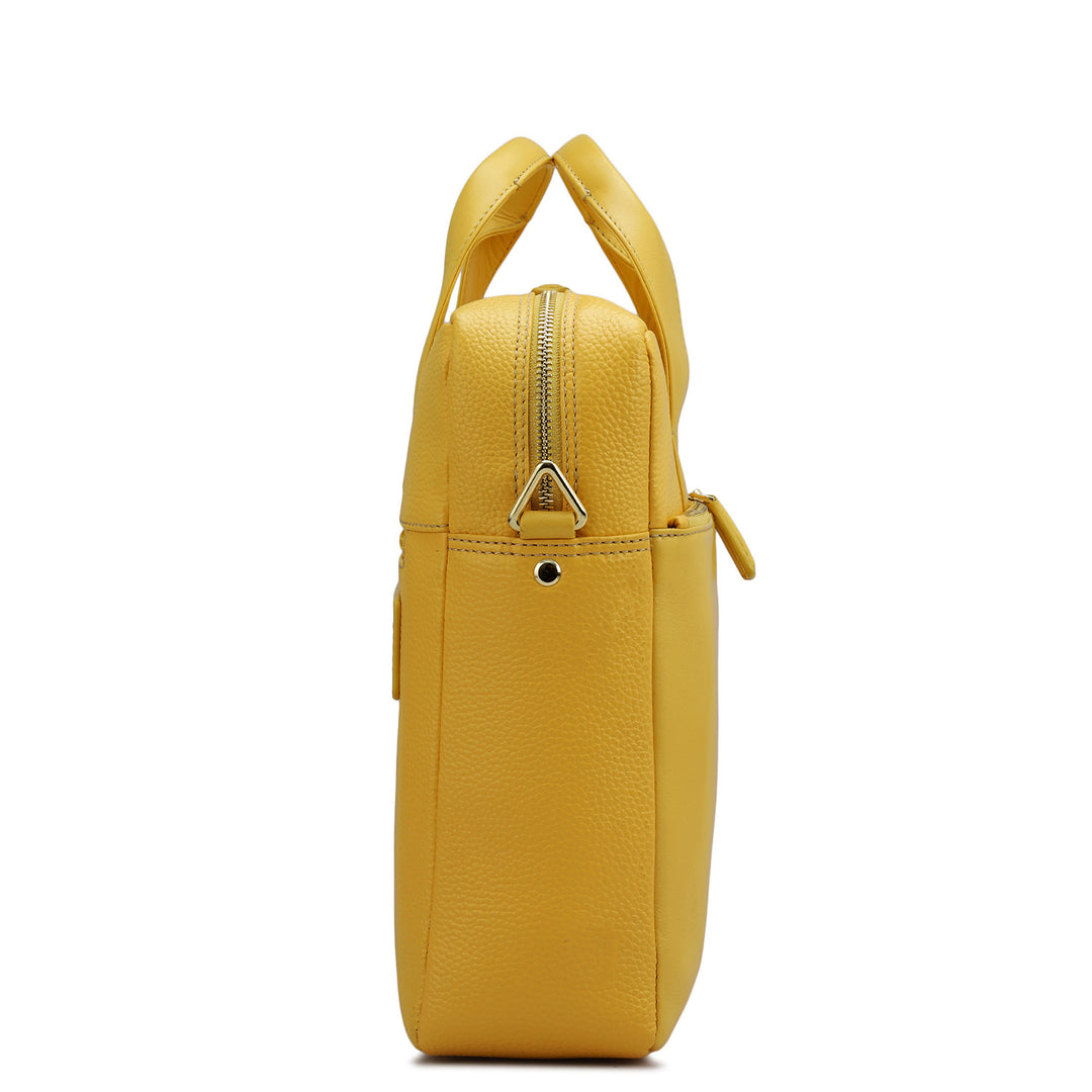 Wax Leather Laptop Bag - Mimosa
