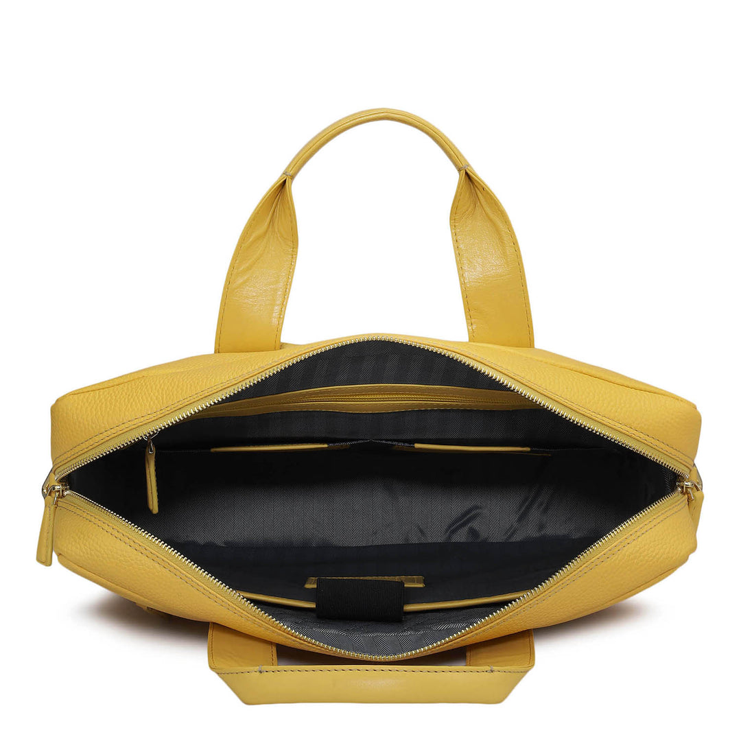 Wax Leather Laptop Bag - Mimosa