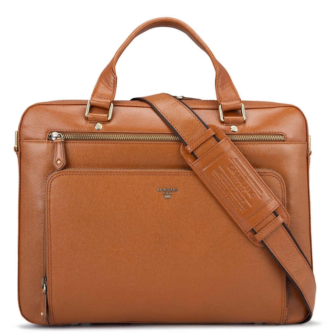 Cognac Franzy Leather Computer Bag - Upto 15