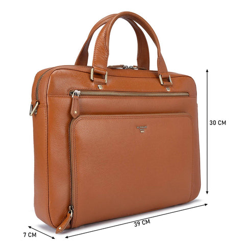 Cognac Franzy Leather Computer Bag - Upto 15