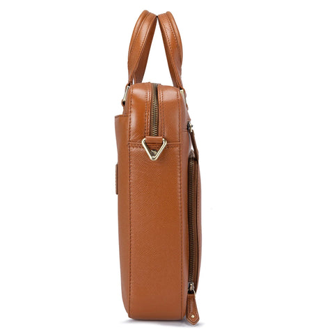 Cognac Franzy Leather Computer Bag - Upto 15