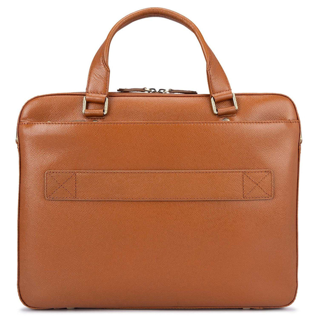 Cognac Franzy Leather Computer Bag - Upto 15
