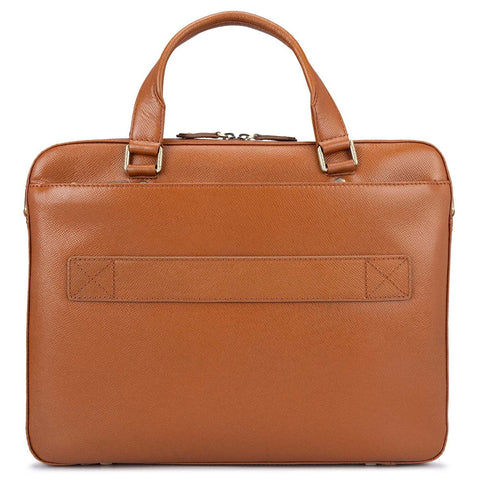 Cognac Franzy Leather Computer Bag - Upto 15