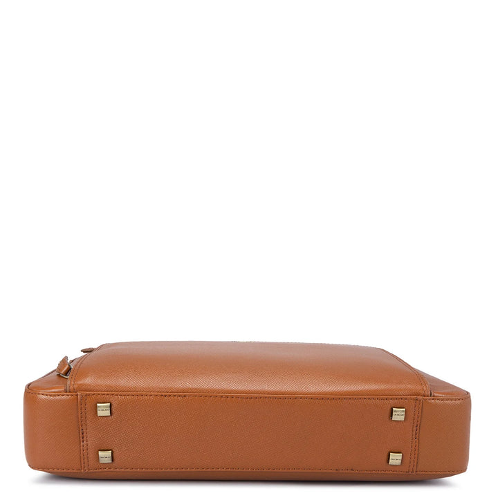 Cognac Franzy Leather Computer Bag - Upto 15
