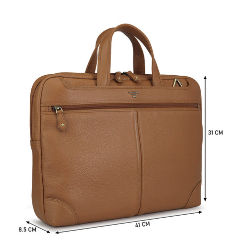 Tan Wax Leather Computer Bag - Upto 15"