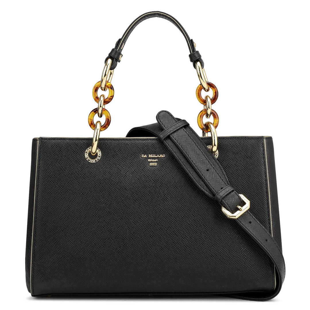 Small Franzy Leather Satchel - Black