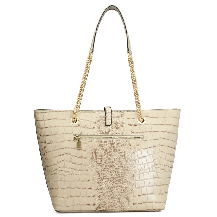 Medium Croco Leather Tote - Frost