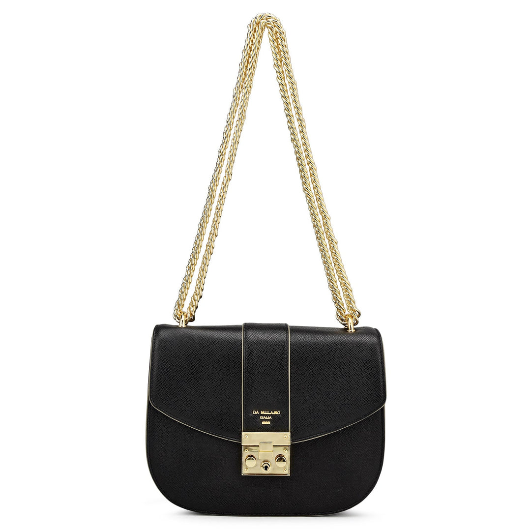 Small Franzy Leather Shoulder Bag - Black