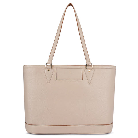 Large Wax Leather Tote - Beige