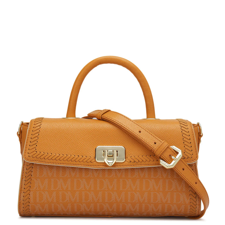 Small Monogram Franzy Leather Satchel - Flame