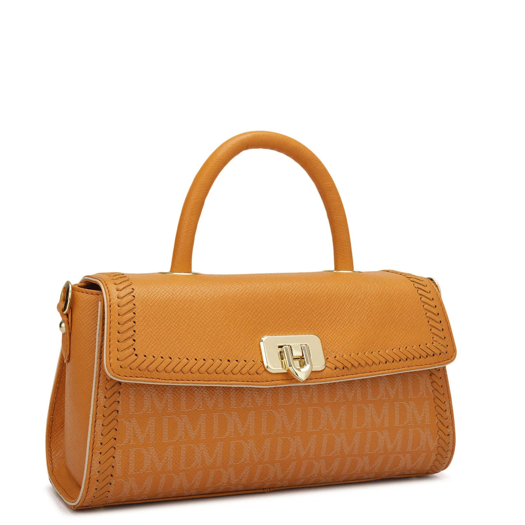 Small Monogram Franzy Leather Satchel - Flame