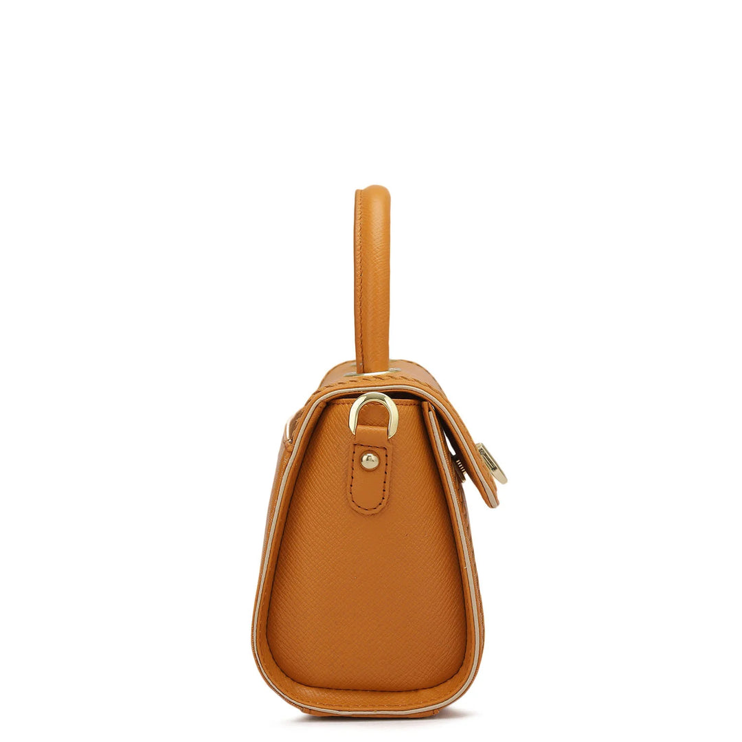 Small Monogram Franzy Leather Satchel - Flame
