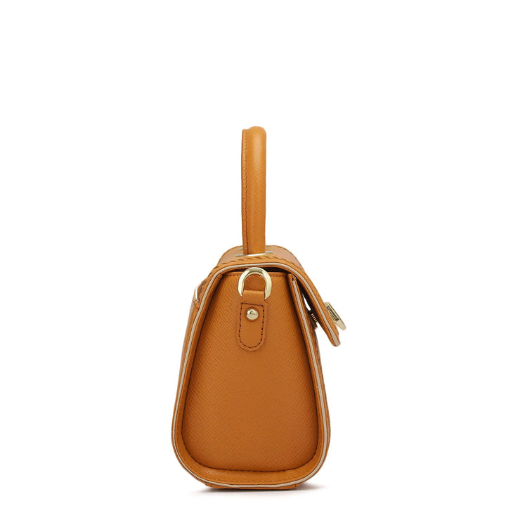 Small Monogram Franzy Leather Satchel - Flame