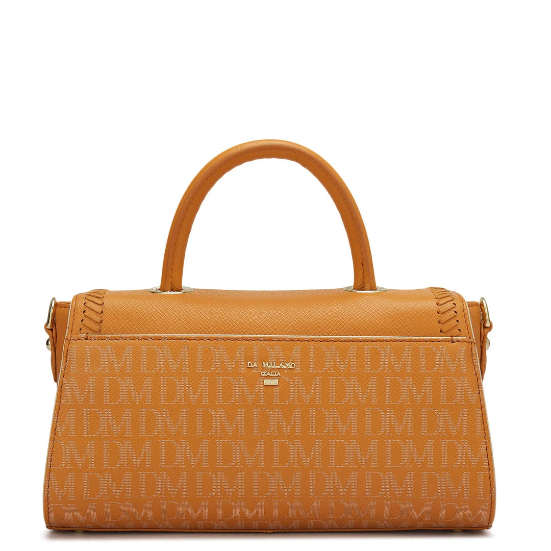 Small Monogram Franzy Leather Satchel - Flame