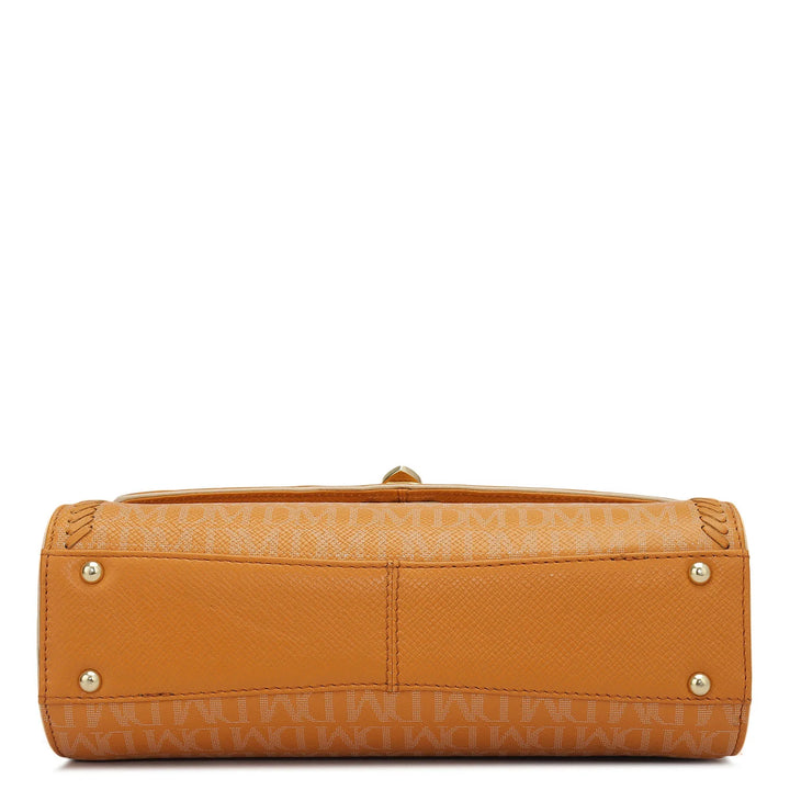 Small Monogram Franzy Leather Satchel - Flame
