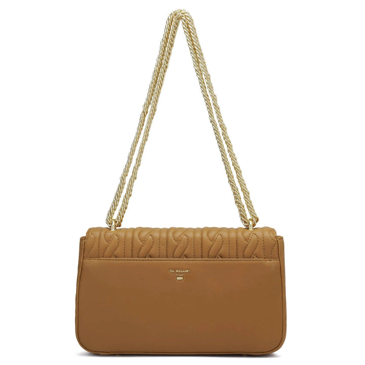 Medium Quilting Plain Leather Shoulder Bag - Cognac