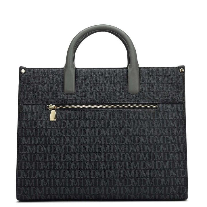 Medium Monogram Plain Leather Satchel - Black
