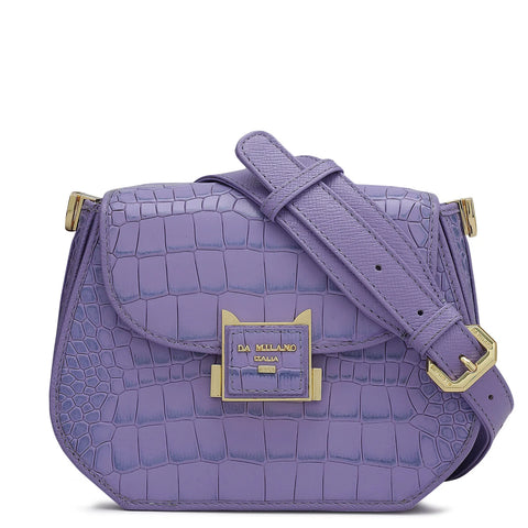 Small Croco Leather Sling - Purple Haze