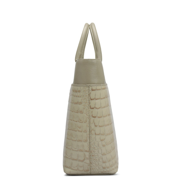 Medium Croco Franzy Leather Satchel - Frost