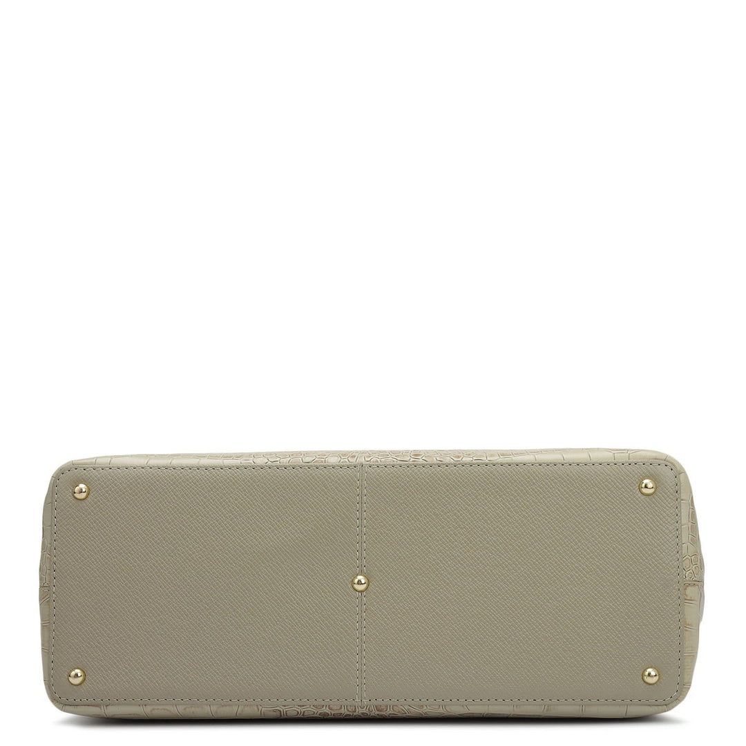 Medium Croco Franzy Leather Satchel - Frost