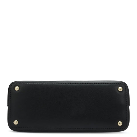 Small Plain Leather Satchel - Black & Pink