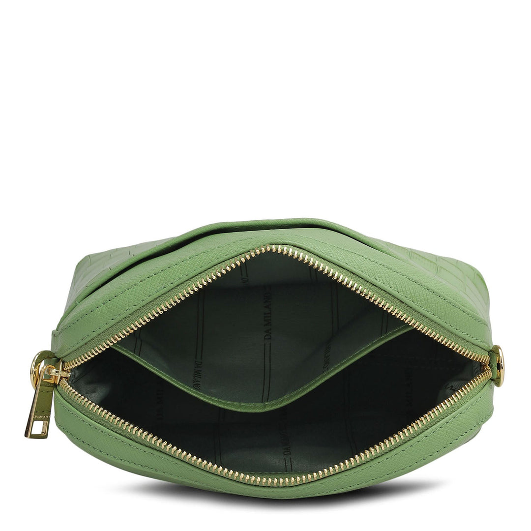 Small Croco Franzy Leather Sling - Kiwi