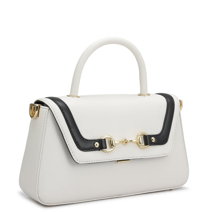 Small Plain Leather Satchel - Snow