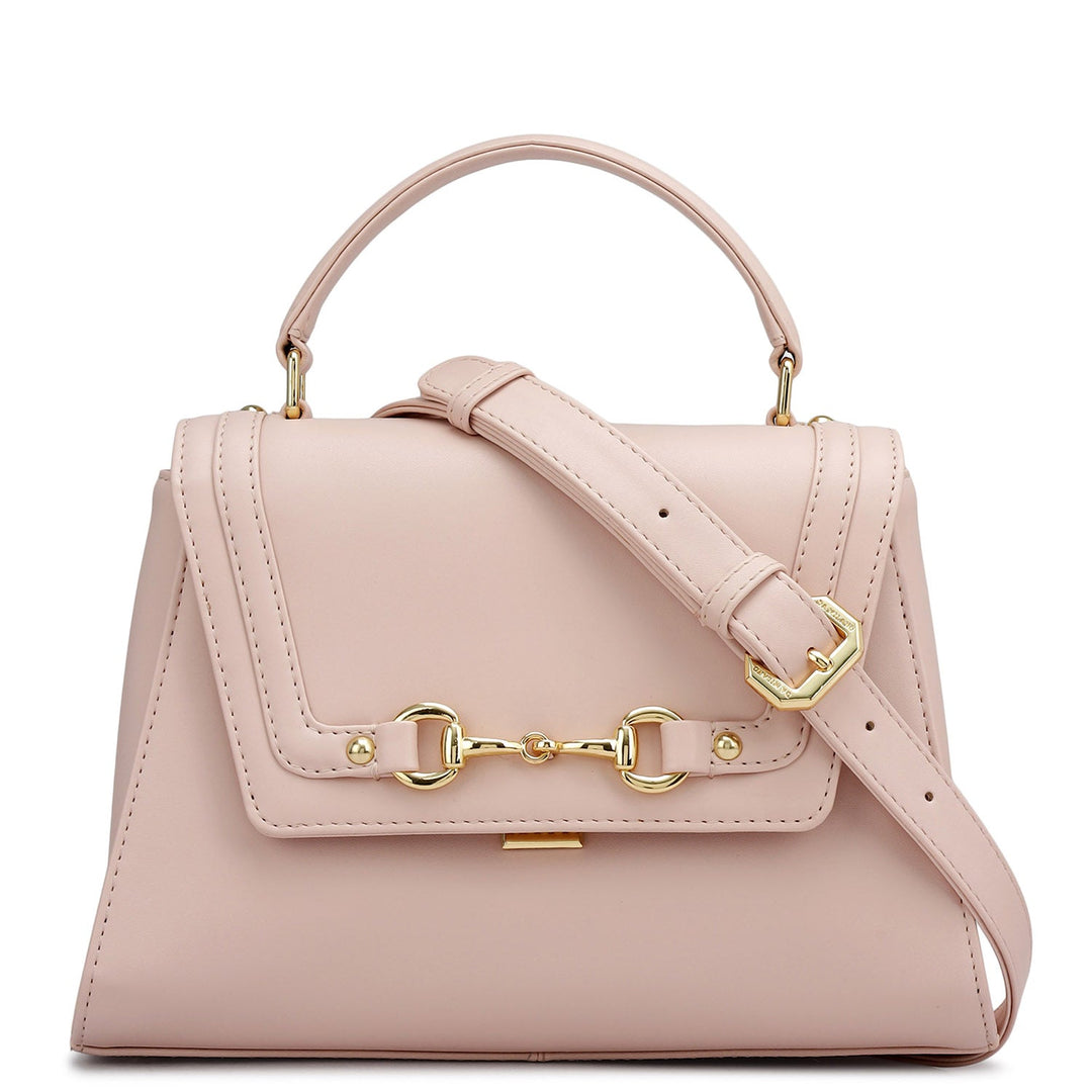 Small Plain Leather Satchel - Pink