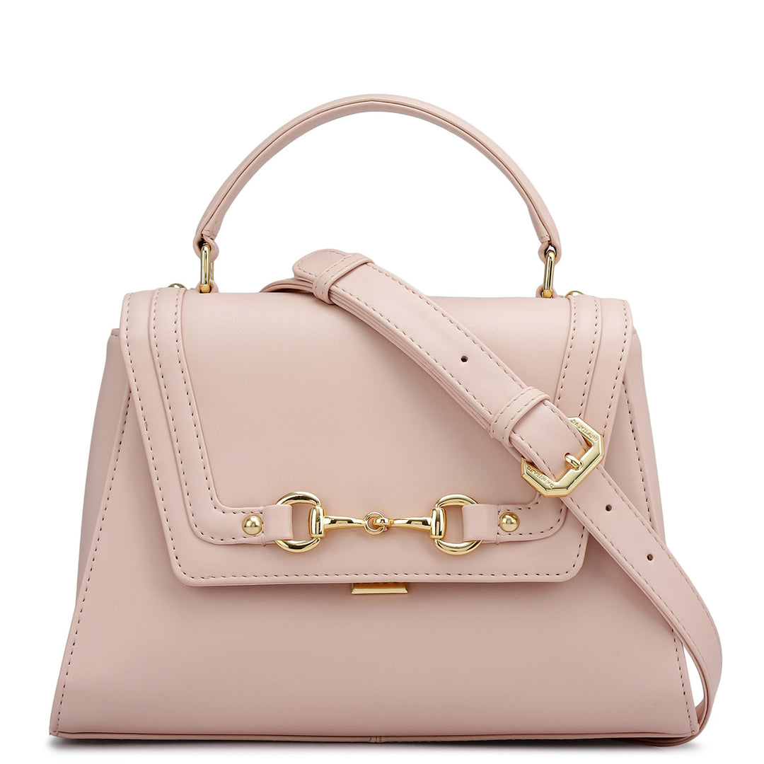 Small Plain Leather Satchel - Pink