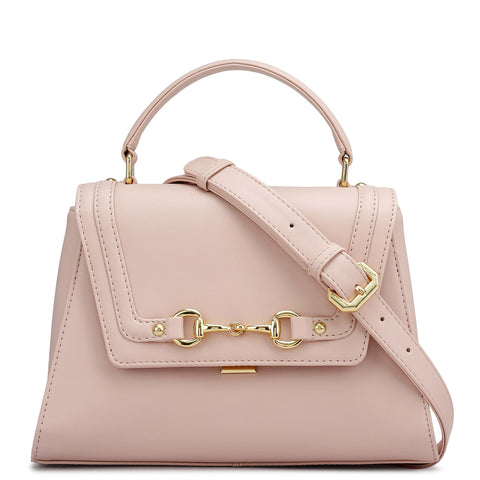 Small Plain Leather Satchel - Pink
