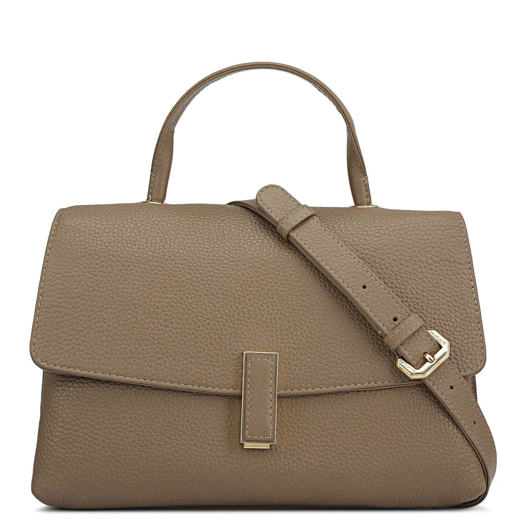 Small Wax Leather Satchel - Greyish Taupe