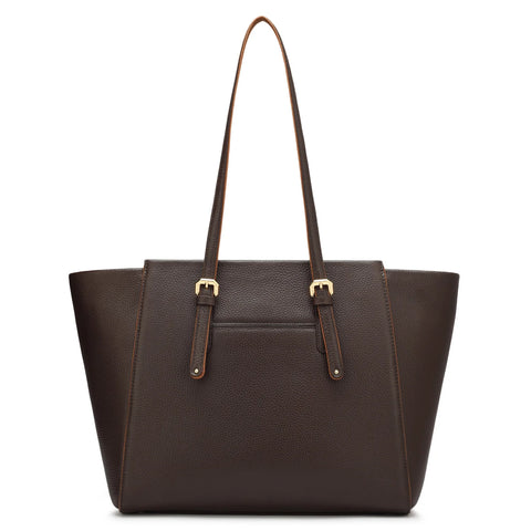 Large Wax Leather Tote - Chocolate