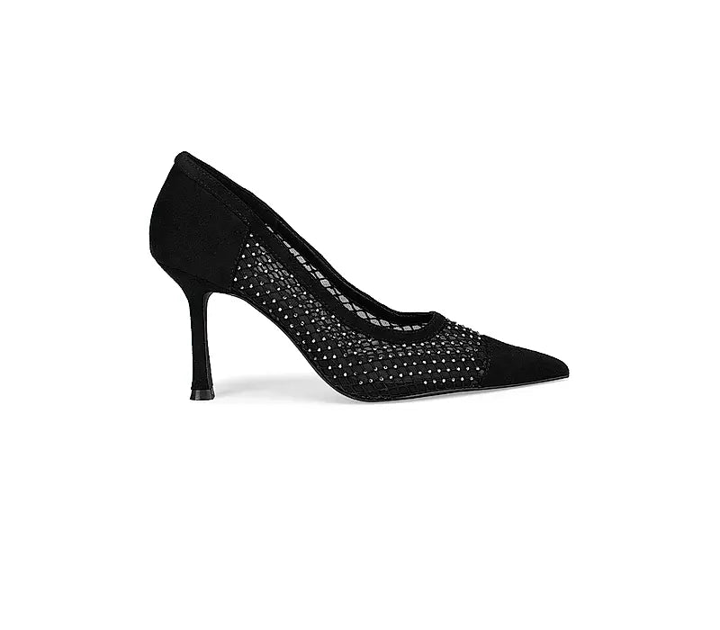 Black Studded Pointed Toe Sling Back Heels – Damilano UAE