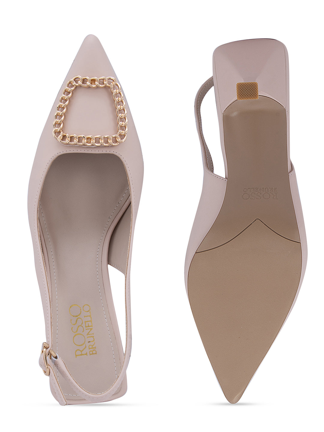White Pointed Toe Slingback Heels