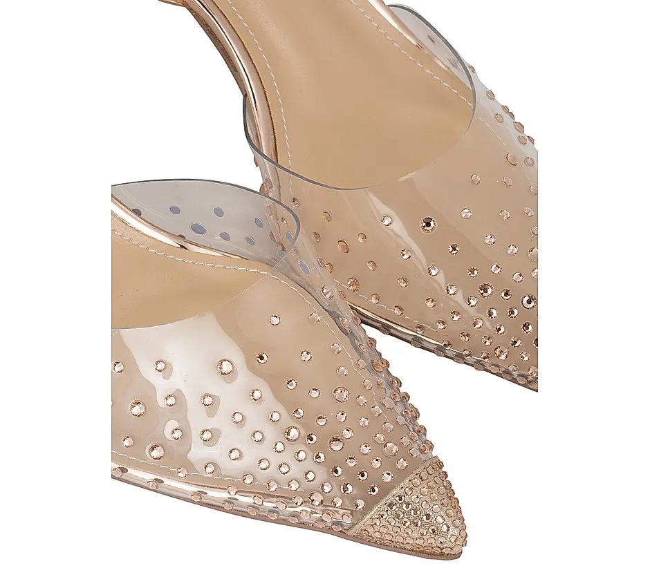 Rose Gold Crystal Embellished Pumps