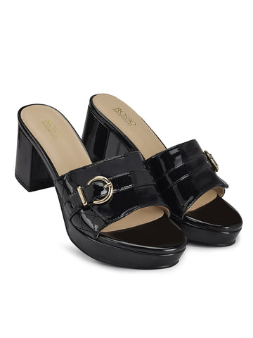 Black Patent Leather Platform Heels