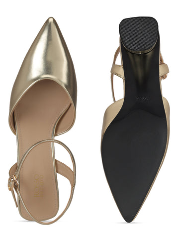 Gold Pointed Toe Heels