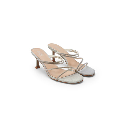 Silver Sequin Strappy Heels
