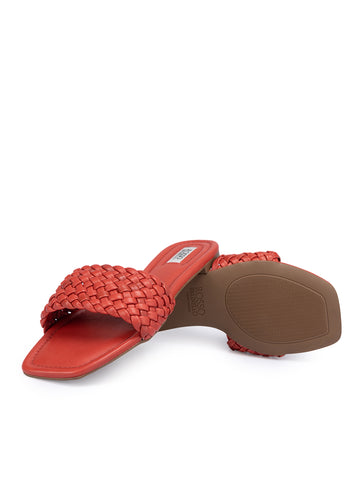 Red Woven Strap Sliders