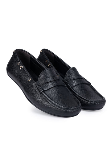Black Moccasins With Leather Panel