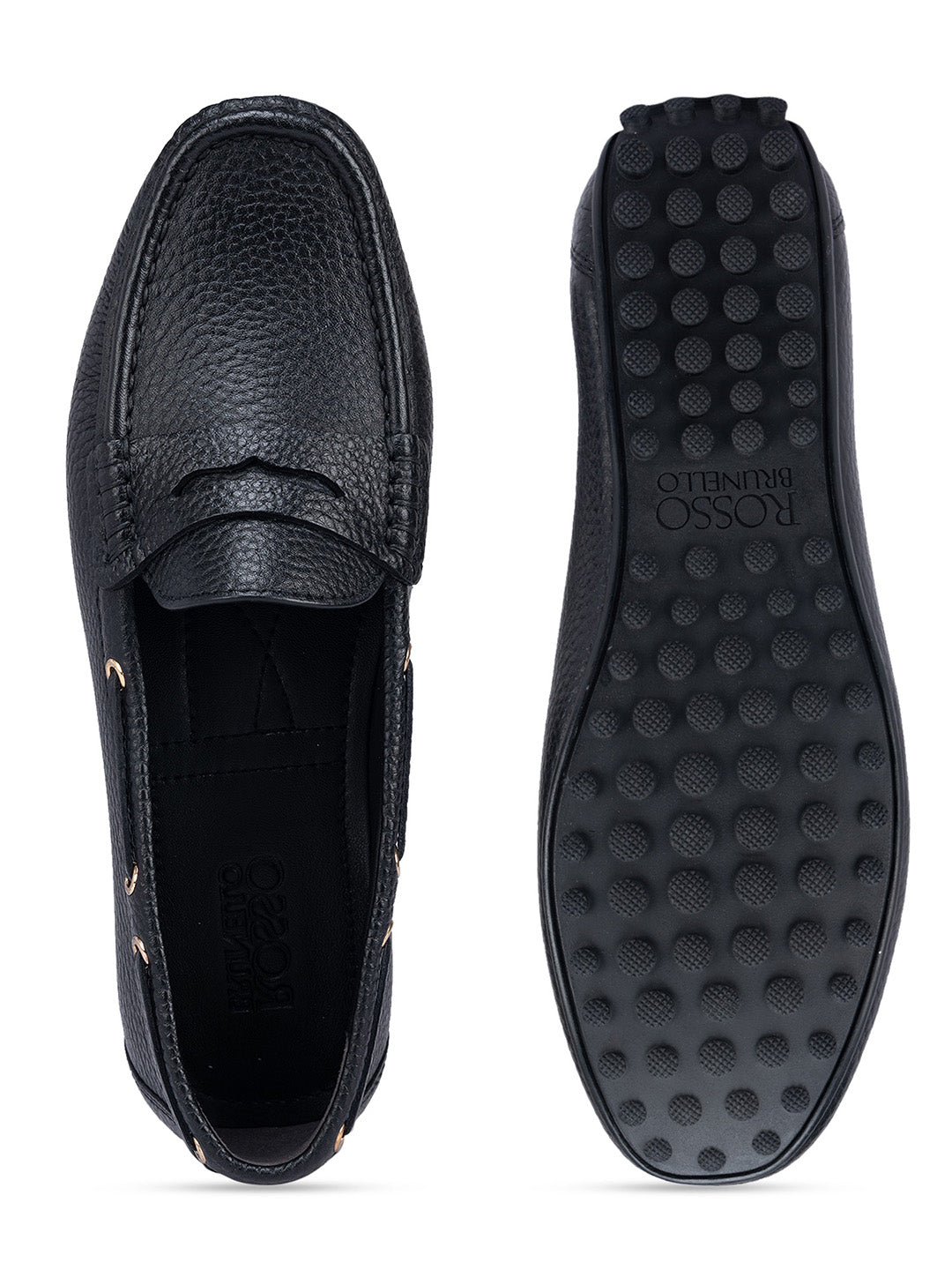 Black Moccasins With Leather Panel