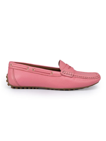 Pink Moccasins With Leather Panel