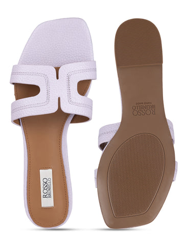 Lilac Textured Leather Sliders