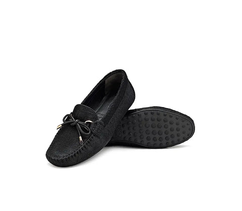 Black Moccasins With Bow Detail